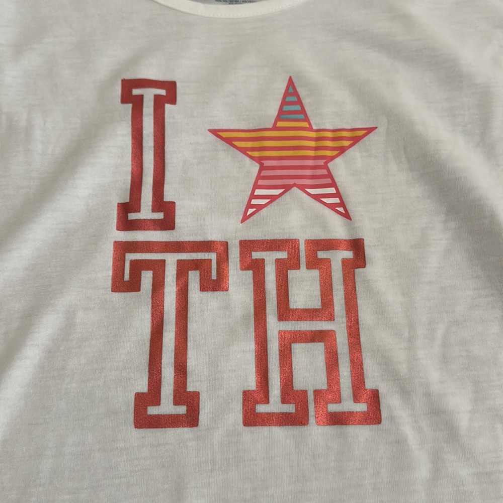 *FINAL* TOMMY HILFIGER star pajama set: WHITE/RAINBOW: NEW WITH TAGS: SZ S (6/7) - Picture 3 of 5